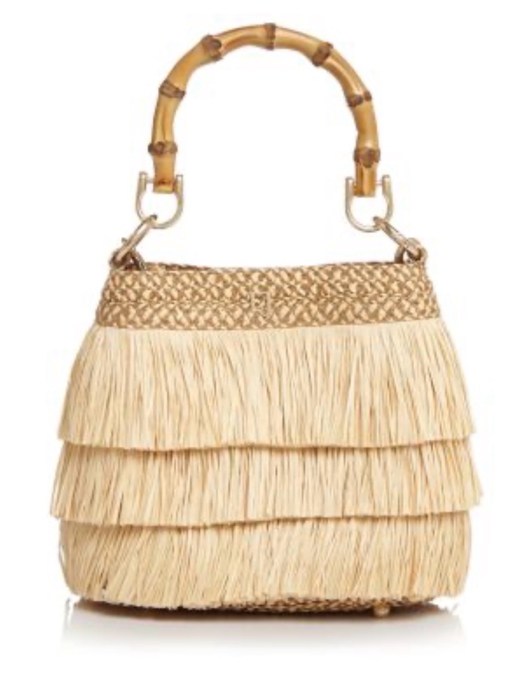 Eric Javits Woven Straw Crossbody Bag with Fringe - Neutral Tones